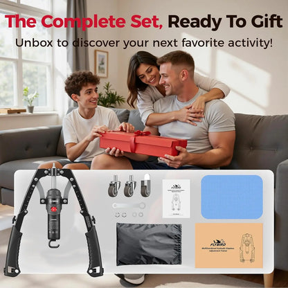 Adjustable Hydraulic Arm Trainer | 22-440lbs Foldable | Equipment with Ab Roller Wheel, Home Gym Exercise Equipment (Pad & Bag Incl.) for Men Women
