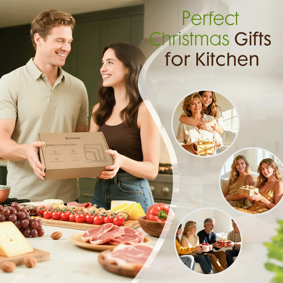 4-Piece Bamboo Cutting Board Set with Holder