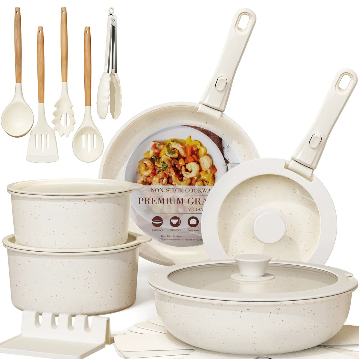 20pcs Non-Stick Pots and Pans Set with Detachable Handle