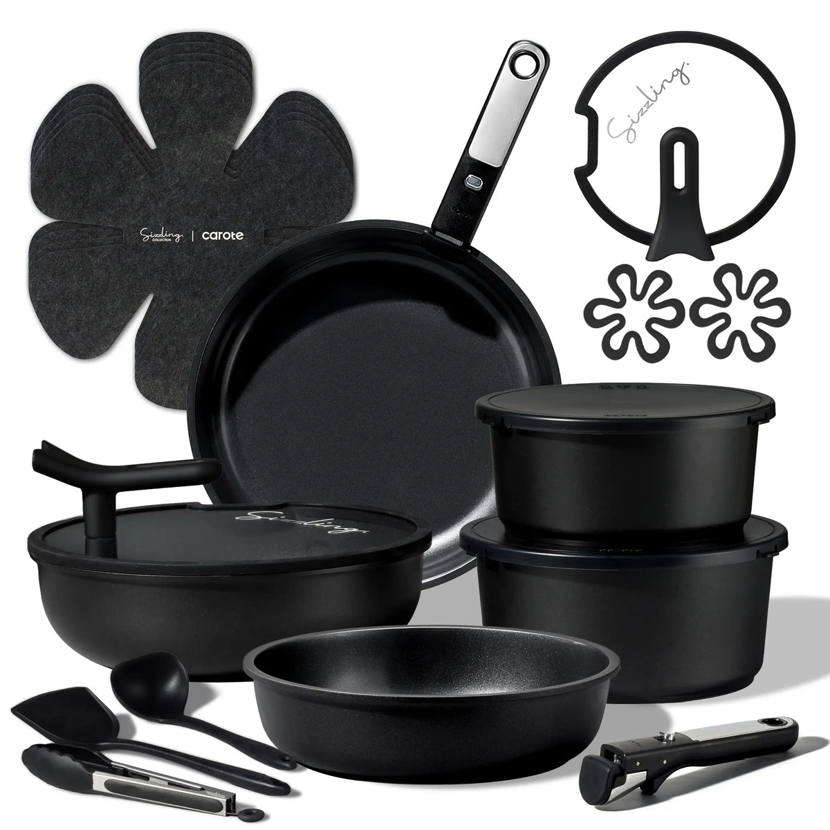 20Pcs Ceramic Cookware Set Stand-Up Lid with Detachable Handle Set, Non Stick Pots and Pans Set Non Toxic, PFAS Free